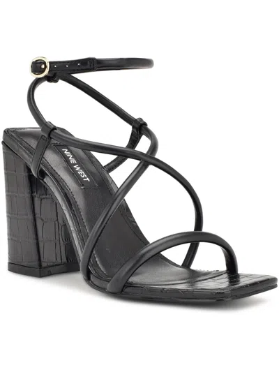Nine West Womens Faux Leather Strappy Slingback Sandals In Black