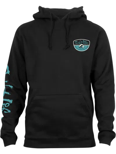 Salt Life Morning Wave Mens Fleece Long Sleeve Hoodie In Black