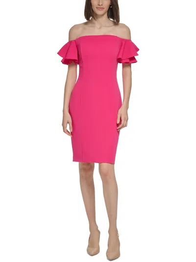 Calvin Klein Womens Crepe Mini Cocktail And Party Dress In Pink