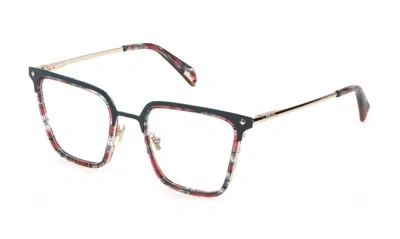 Police Eyeglasses In Rose' Shiny Gold With Green Parts