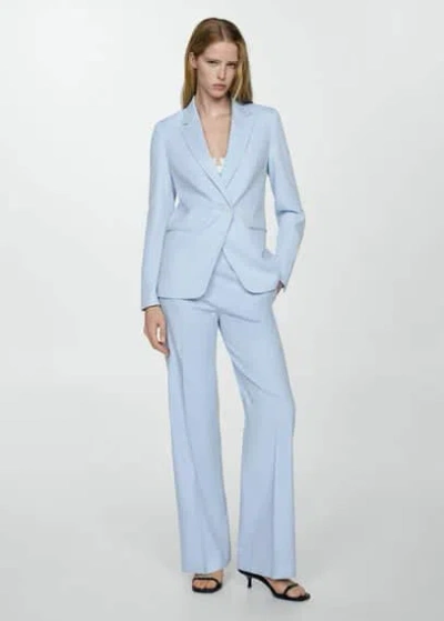 Mango Lyocell Suit Blazer Sky Blue