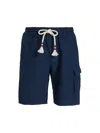 Mc2 Saint Barth Man Linen Bermuda Shorts In Blue Navy