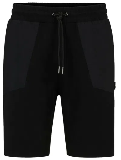 Hugo Boss Men Dolter Relaxed Fit Cotton Drawstrings Track Shorts In Black