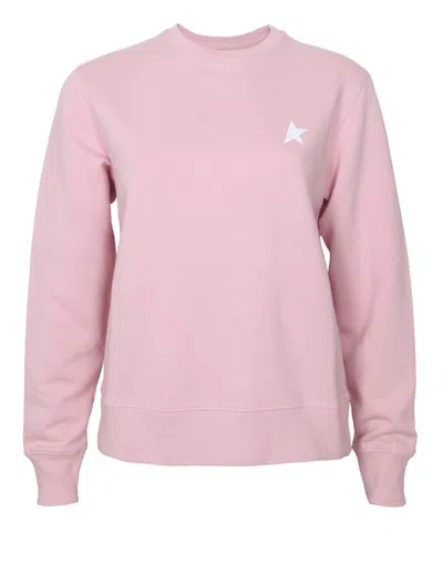 Golden Goose Cotton Sweatshirt In Pink Lavander/white