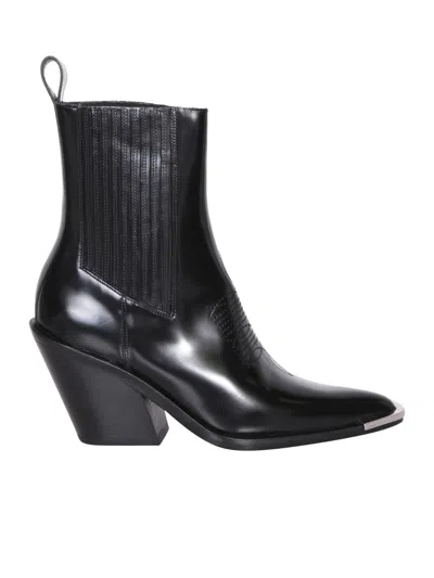 Paco Rabanne Santiag 90 Black Leather Ankle Boots