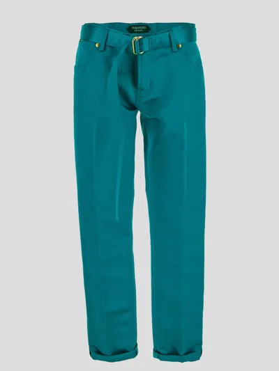 Tom Ford Trousers In Turquoise