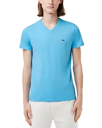 Lacoste Men's V-neck Pima Cotton Jersey T-shirt - Xl - 6 In Blue