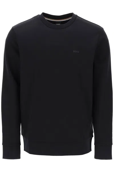 Hugo Boss French Terry Crewneck Sweatshirt In Black
