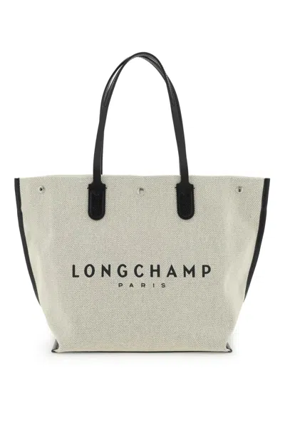 Longchamp Roseau L Tote Bag In 米色，黑色