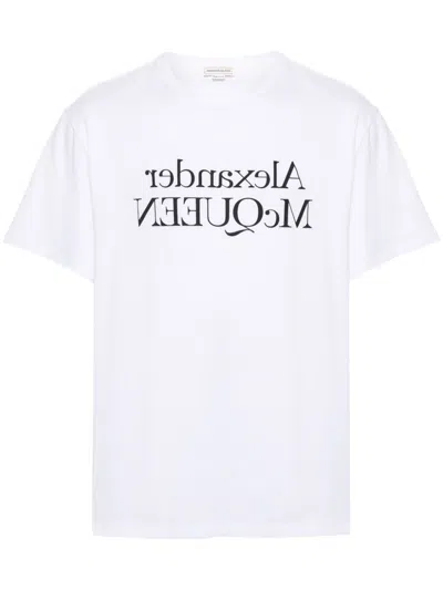 Alexander Mcqueen T-shirt Con Logo Riflesso In White