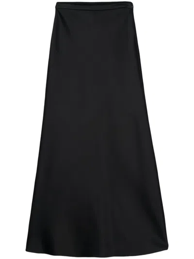 Max Mara Long Skirt In Cotton Scuba Fabric In ブラック
