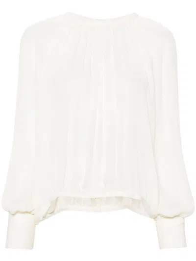 Max Mara Silk Creponne Shirt In Neutrals