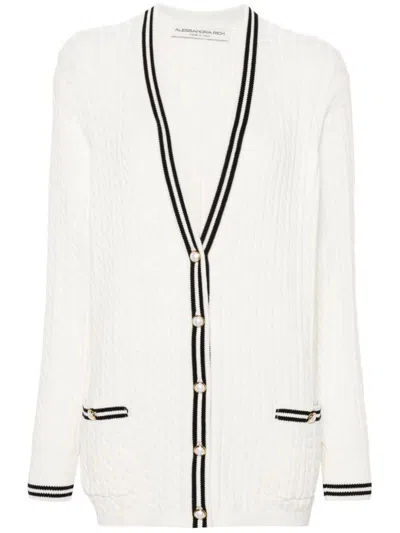 Alessandra Rich Contrasting Edge Cardigan Clothing In White