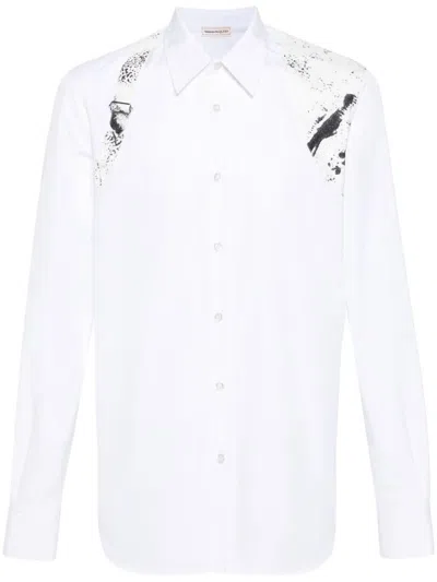 Alexander Mcqueen Pleated Print Shirt Clothing In White