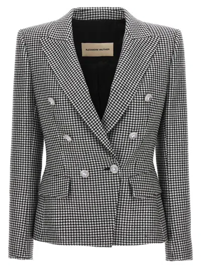 Alexandre Vauthier Double-breasted Houndstooth Blazer In White/black