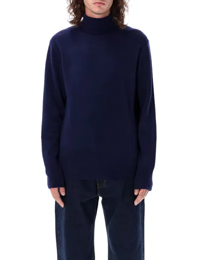 Aspesi High-neck Wool Sweater In Navy