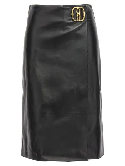 Bally Logo Leather Skirt In Black