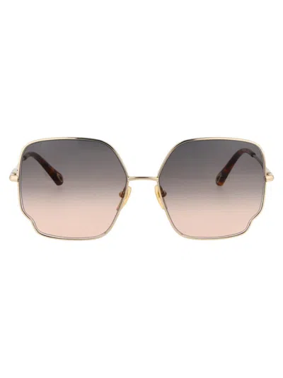 Chloé Ch0092s Sunglasses In 001 Gold Gold Brown