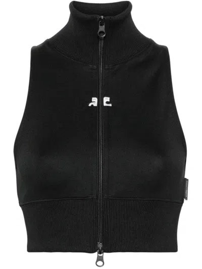 Courrèges Cropped Vest In Black