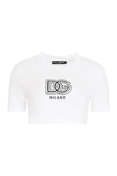 Dolce & Gabbana Crop-top With Logo In White