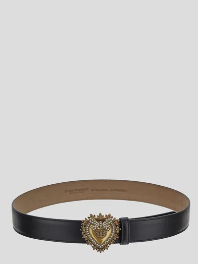 Dolce & Gabbana Devotion Belt In Lux Leather In Black