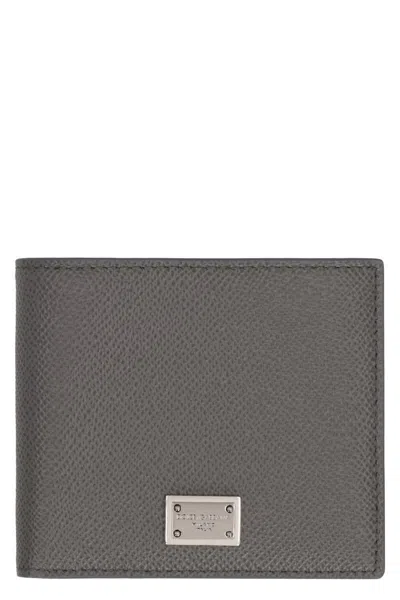 Dolce & Gabbana Leather Flap-over Wallet In Grey