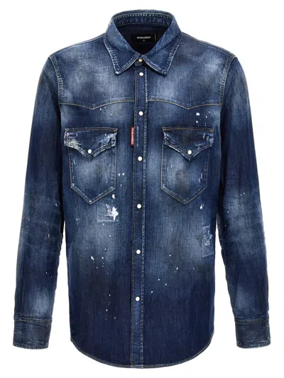 Dsquared2 'fashion Western' Shirt In Blue