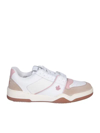 Dsquared2 Spiker Leather Sneakers In Nude & Neutrals
