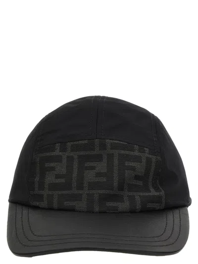 Fendi Ff Jacquard Cap In Black