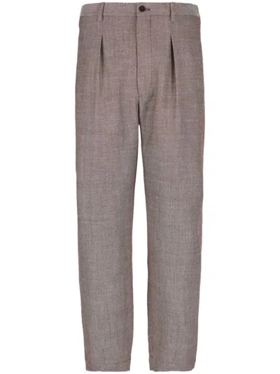 Giorgio Armani Bouclé Trousers Clothing In Brown