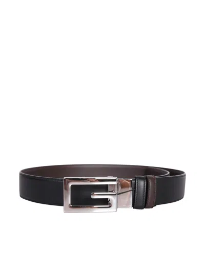 Gucci Reversible Square G Buckle Belt In Black