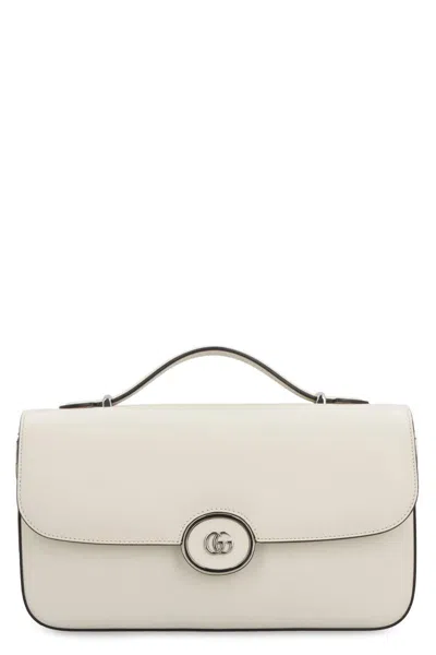 Gucci Petite Gg Leather Shoulder Bag In Ivory