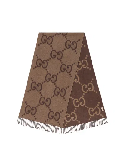 Gucci Scarves In Beige/dark Brown