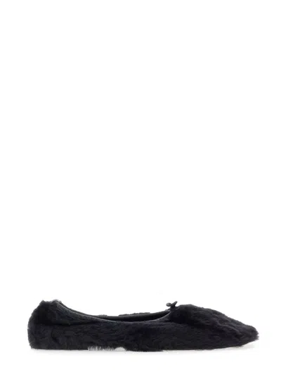 Hereu Puntera Shearling Ballerina Flats In Charcoal