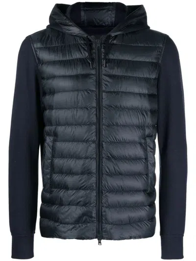 Herno Contrasting-sleeves Padded Jacket In Blue
