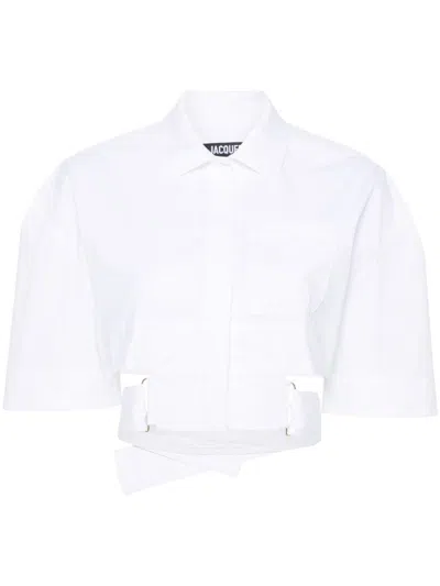 Jacquemus La Chemise Courte Bari Shirt In White