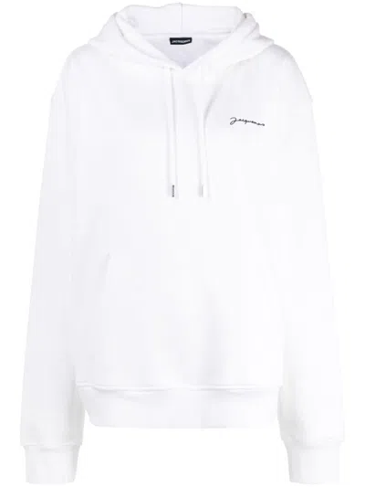 Jacquemus White Le Raphia 'le Sweatshirt Brodé' Hoodie