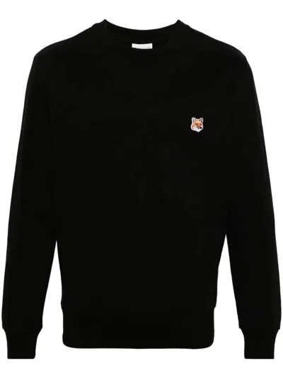 Maison Kitsuné Crewneck Sweatshirt With Logo Clothing In Black
