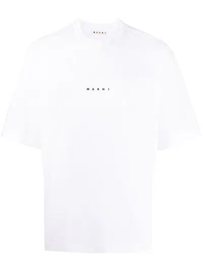 Marni Boxy Fit T-shirt With Logo In White