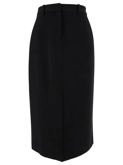Theory Midi Black Straight Skirt With Front Split In Triacetate Blend Woman