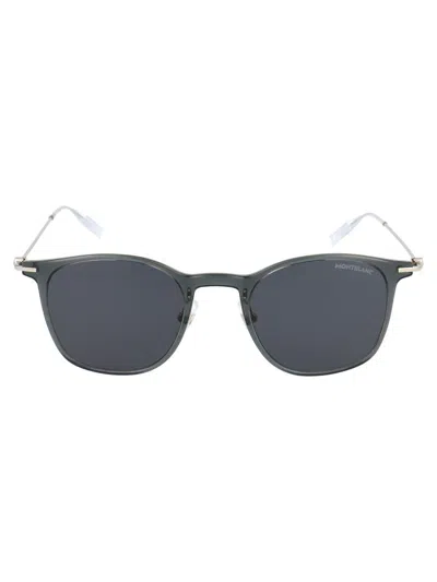 Montblanc Mb0098s Sunglasses In 001 Grey Silver Grey
