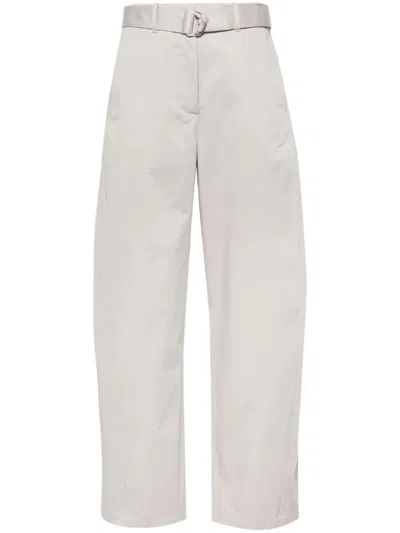 Msgm Gabardine Trousers With Belt Clothing In White