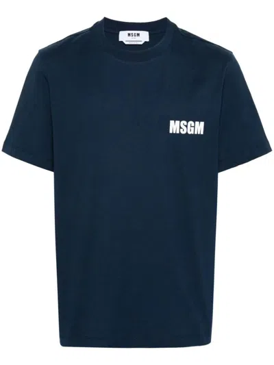 Msgm T-shirt Clothing In Blue