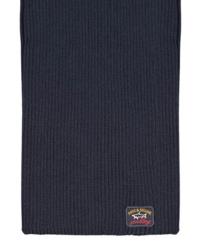 Paul & Shark Rib Knitted Wool Scarf In Blue