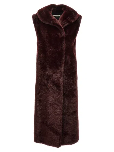 Philosophy Di Lorenzo Serafini Extra Long Faux Fur Vest In Dark Red