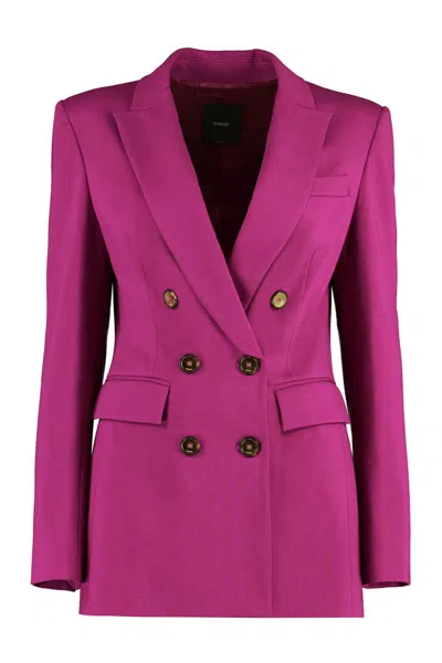 Pinko V-neck Double-breasted Blazer In Purple