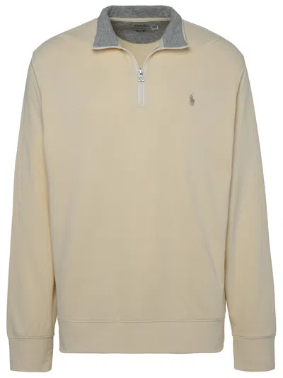 Polo Ralph Lauren Ivory Cotton Blend Sweatshirt In Neutrals