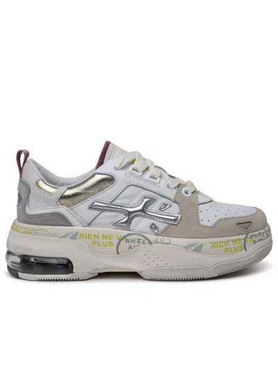 Premiata 'draked' Multicolor Leather Blend Sneakers In Cream