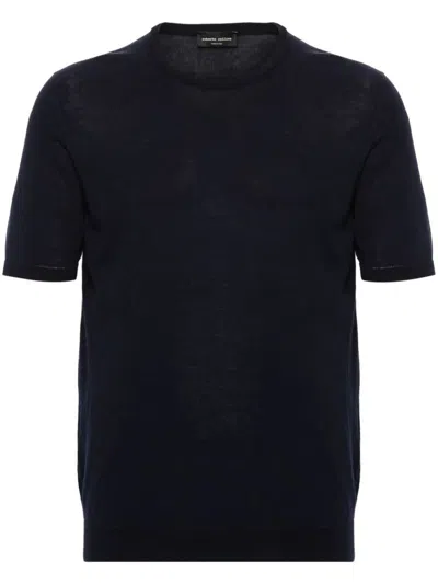 Roberto Collina Ribbed T-shirt Clothing In Blue
