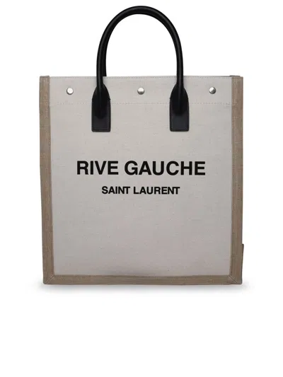 Saint Laurent Beige Canvas Bag In Nude